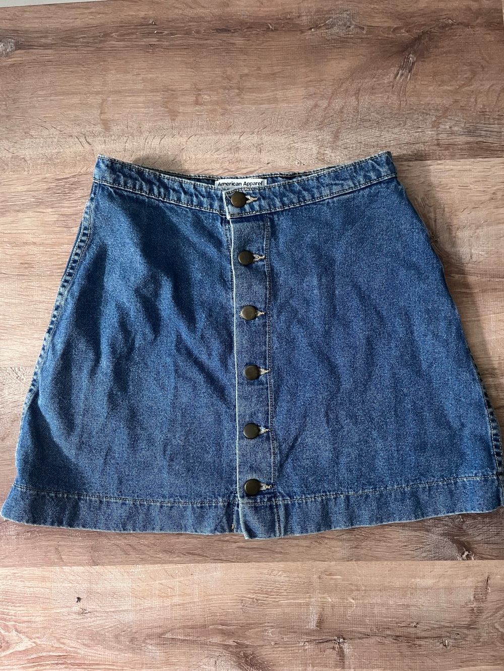 American Apparel A-Line denim button up skirt